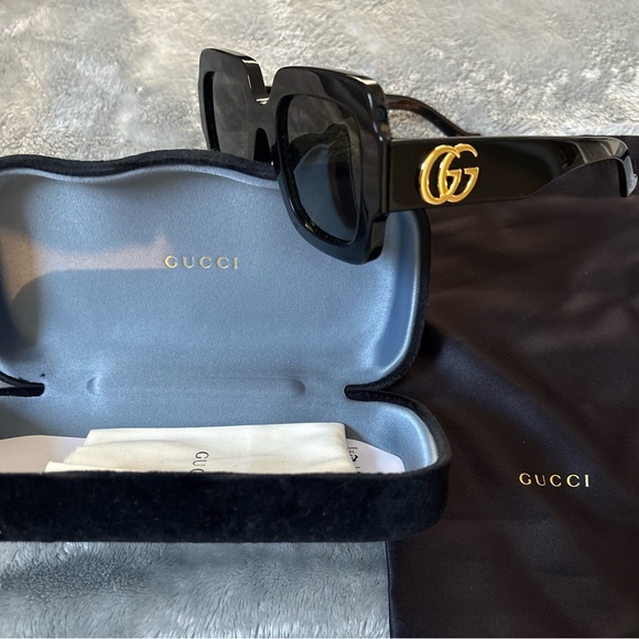 Gucci Black Sunglasses with Gold Accents